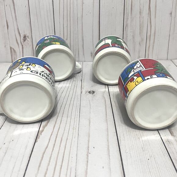 Vintage Houze 80's Alan Wood Christmas Coffee Mug Cups Set Of 4 Holiday Scenes - Picture 14 of 16